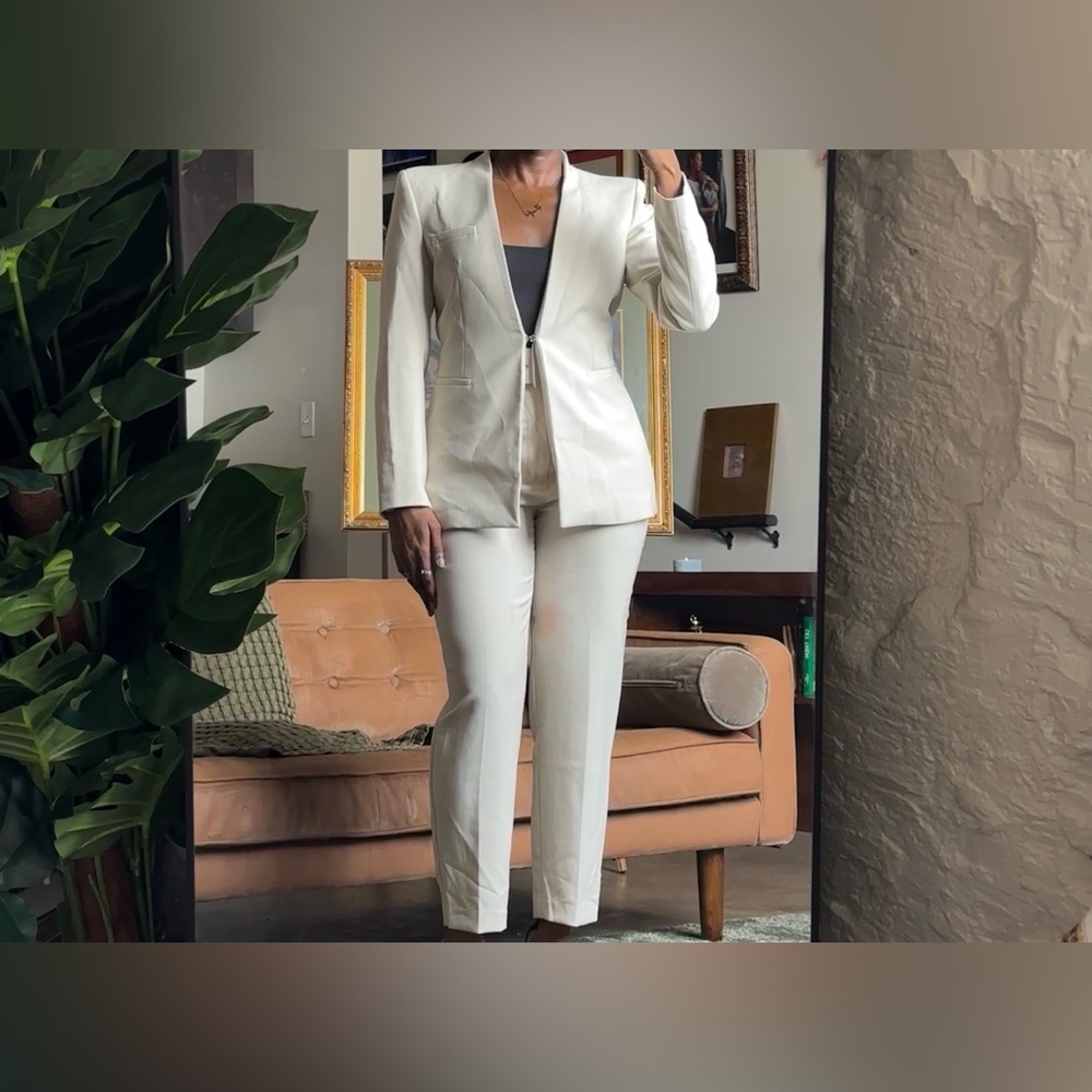ZARA Inverted Lapel Blazer in Ecru, Size M (NWT) msrp $80